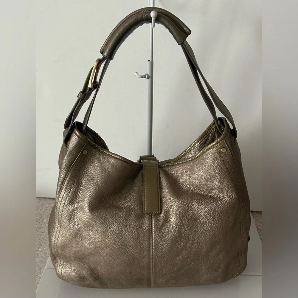 Cole Haan Gold Metallic Leather shoulder Bag structured tote